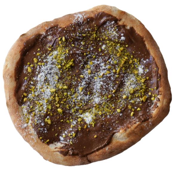 Pizza de Nutella con pistachos